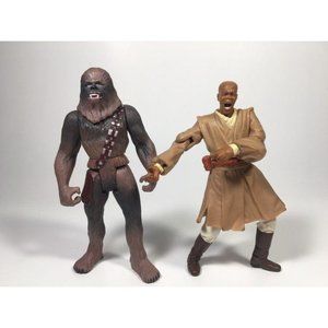 4" 1995 Kenner Star Wars POTF Chewbacca & 2001 3.75" Hasbro Mace Windu